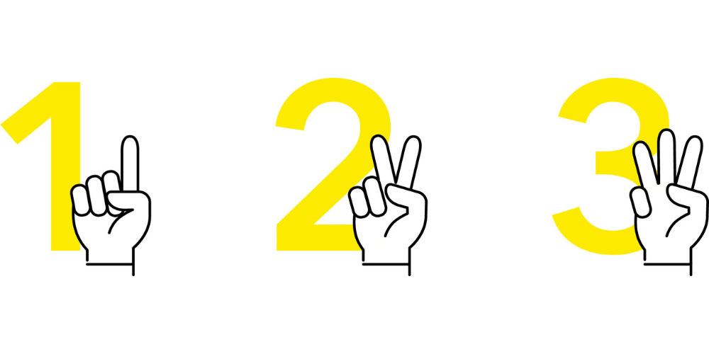 数字の123とと手の123