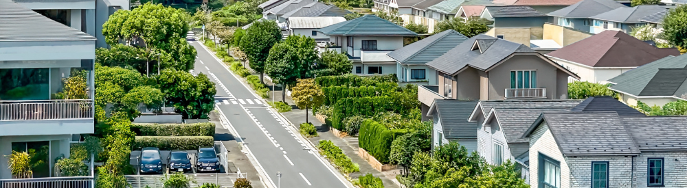 住宅が並んだ自然な住宅街