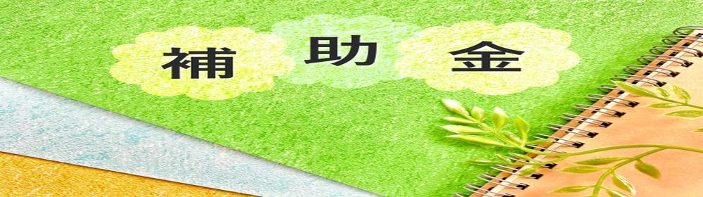 “補助金”の文字がカラフルな背景に浮かぶイメージ。助成金制度や支援金に関する案内や情報提供を象徴するビジュアル。