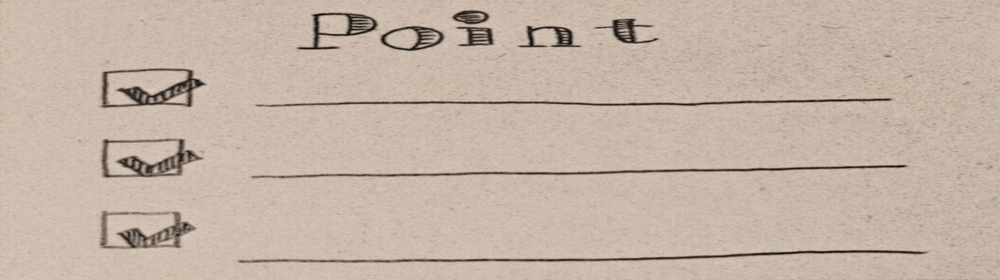手描き風のチェックリストと“Point”の文字。要点整理や重要事項の可視化を象徴するデザイン